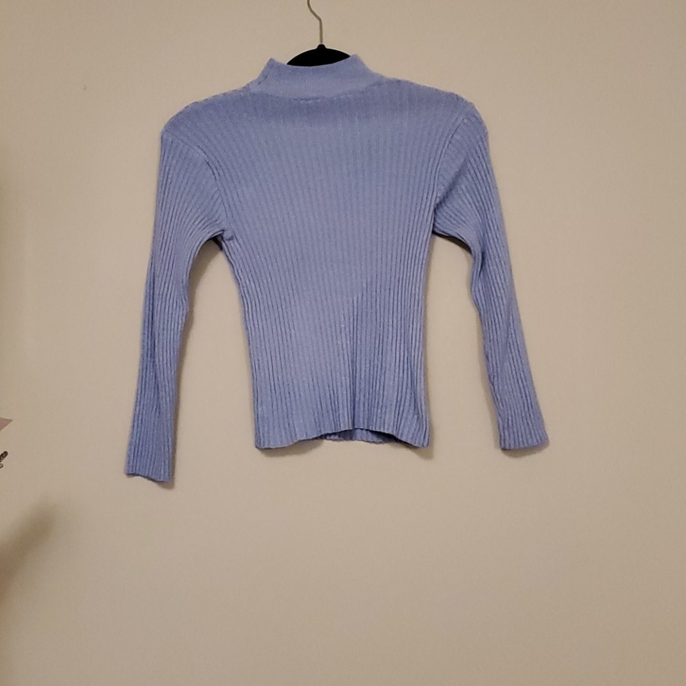 Beautiful purplish-blue ribbed turtleneck